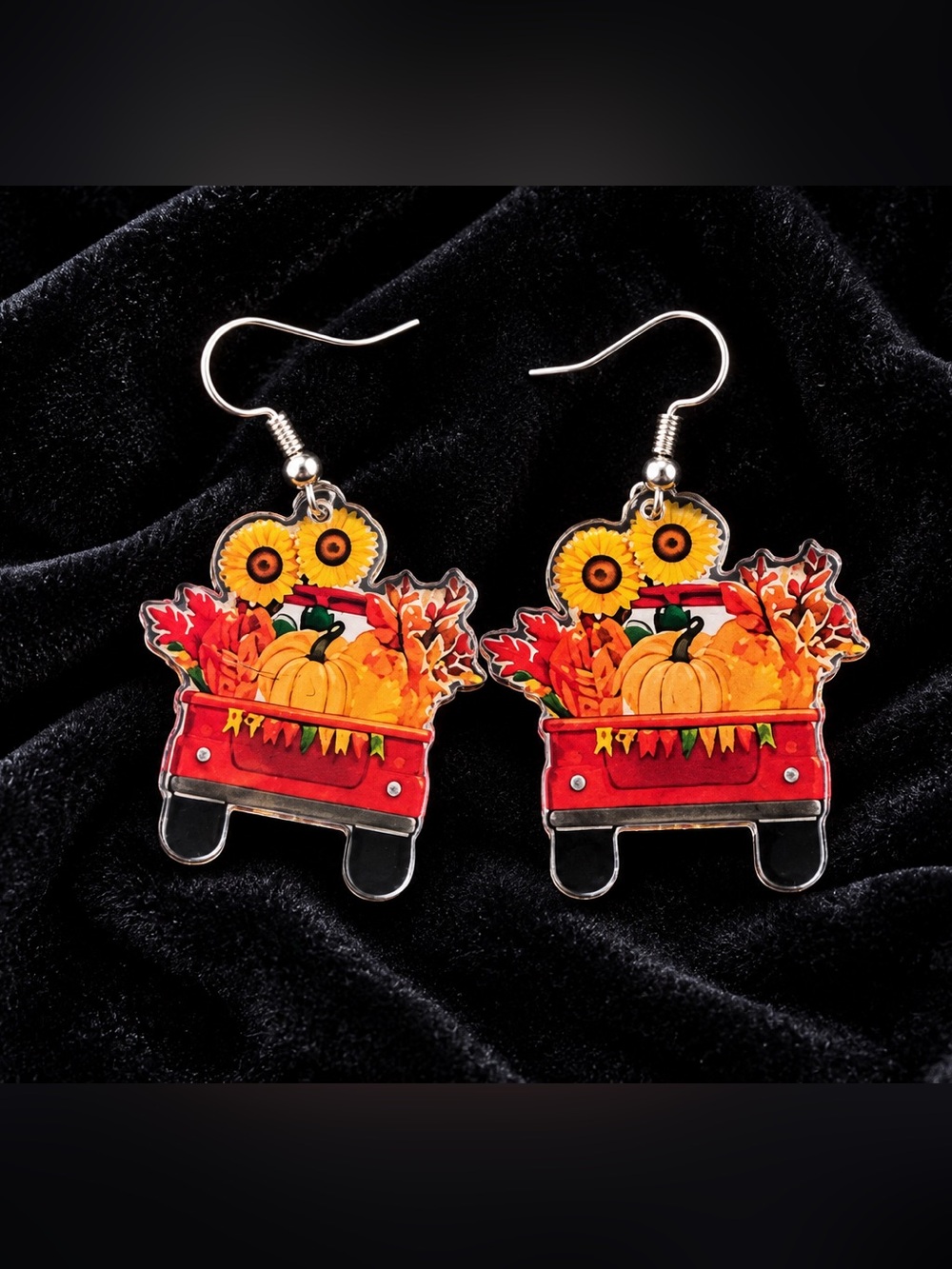 Fall Pumpkin Truck Earrings